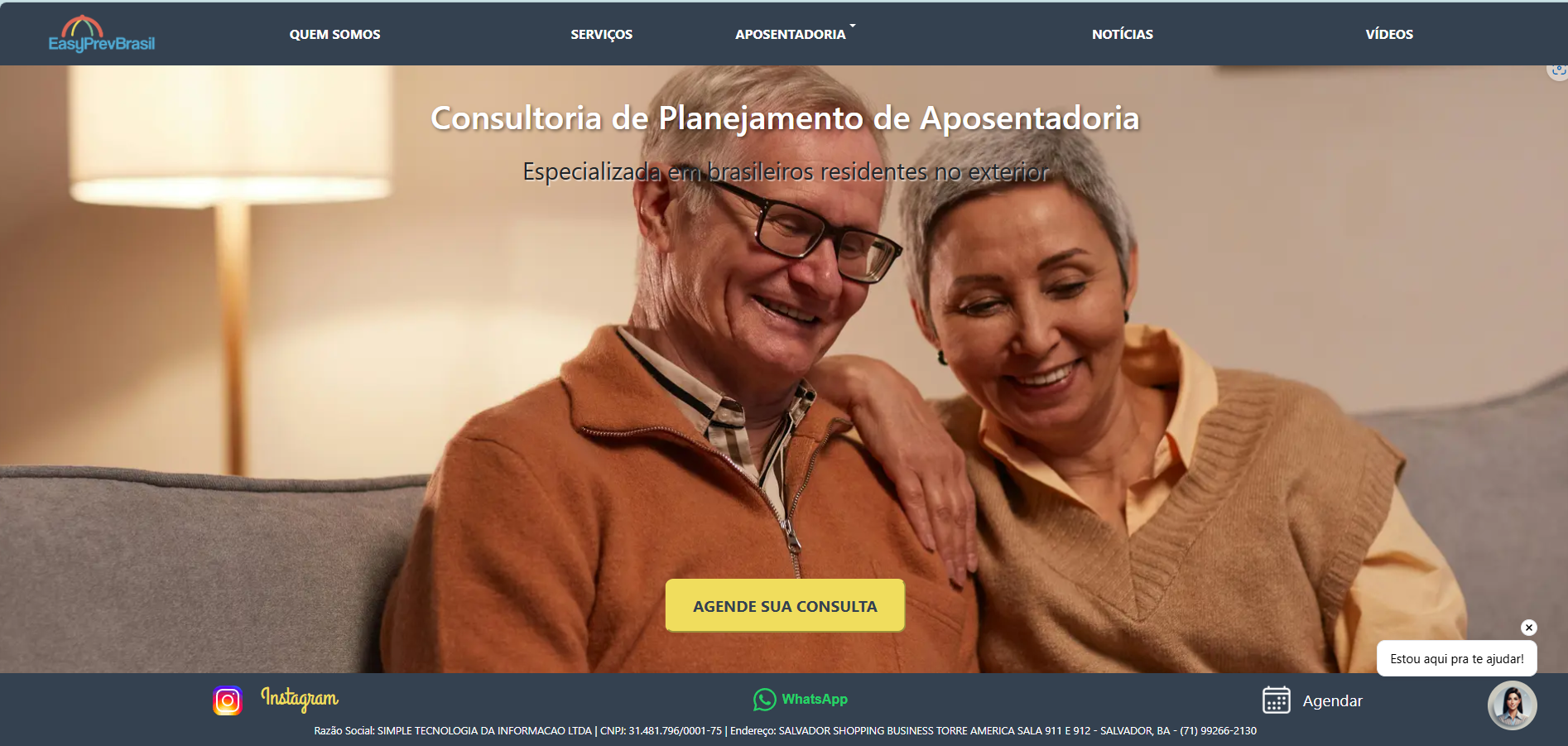 Tela inicial do site EasyPrevBrasil com chamada para agendar consulta